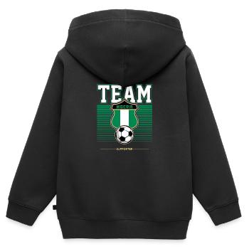 Nigéria - Sweat Premium à capuche zippé enfant bio - noir - Dos - AI Model Kid Male (0cm)