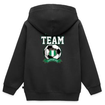 Nigeria - Kinder Premium Organic Zip Hoodie - Schwarz - Hinten - AI Model Kid Male (0cm)