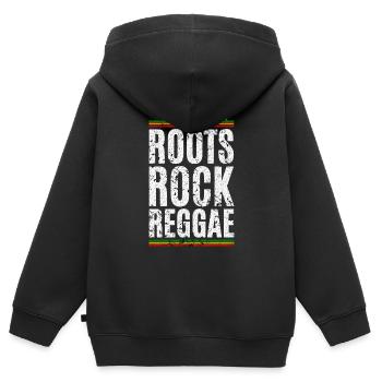 Roots Rock Reggae - Kinder Premium Organic Zip Hoodie - Schwarz - Hinten - AI Model Kid Male (0cm)