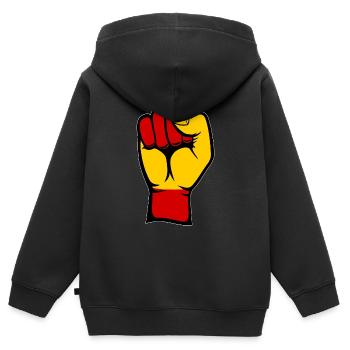 Spanien Flagge Faust - Kinder Premium Organic Zip Hoodie - Schwarz - Hinten - AI Model Kid Male (0cm)