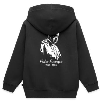 Pape François - Saint-Père - Sweat Premium à capuche zippé enfant bio - noir - Dos - AI Model Kid Male (0cm)