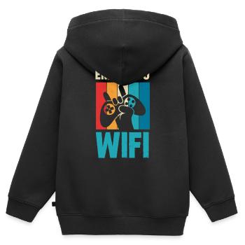 enfant du wifi - Sweat Premium à capuche zippé enfant bio - noir - Dos - AI Model Kid Male (0cm)