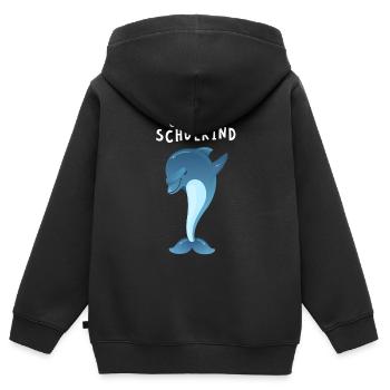 Endlich Schulkind Lustiger Delfin zur Einschulung - Kinder Premium Organic Zip Hoodie - Schwarz - Hinten - AI Model Kid Male (0cm)