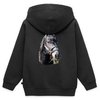 Friese Kopf - Kinder Premium Organic Zip Hoodie - Schwarz - Hinten - AI Model Kid Male (0cm)