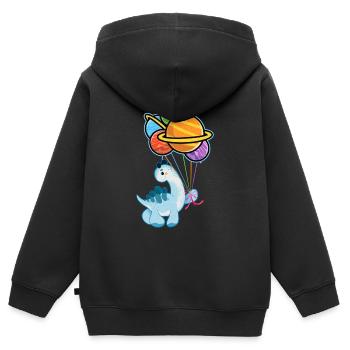 Netter kleiner Dinosaurier-Dinosaurier, planet - Kinder Premium Organic Zip Hoodie - Schwarz - Hinten - AI Model Kid Male (0cm)