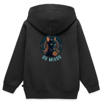 Portrait de chatte élégante : Diva du Miaou - Sweat Premium à capuche zippé enfant bio - noir - Dos - AI Model Kid Male (0cm)