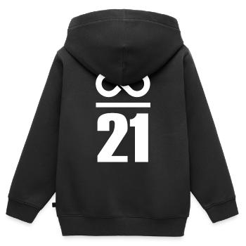 Unendlich durch 21 Millionen Bitcoin - Kinder Premium Organic Zip Hoodie - Schwarz - Hinten - AI Model Kid Male (0cm)
