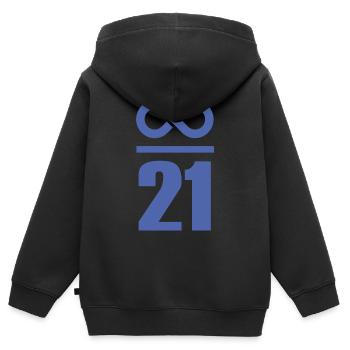 Infinite par 21 millions de bitcoins infini qui - Sweat Premium à capuche zippé enfant bio - noir - Dos - AI Model Kid Male (0cm)