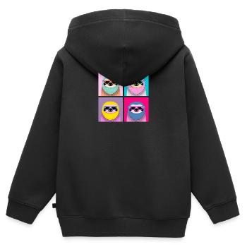Pop Art Sloth With Sunglasses - Kids Premium Organic Zip-up Hoodie - black - Back - AI Model Kid Male (0cm)
