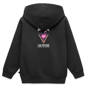 Flamingos Are Awesome - Flamingo Triangle - Sweat Premium à capuche zippé enfant bio - noir - Dos - AI Model Kid Male (0cm)