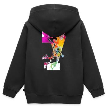 7. GEBURTSTAG BASKETBALL NUMMER 7 - Kinder Premium Organic Zip Hoodie - Schwarz - Hinten - AI Model Kid Male (0cm)