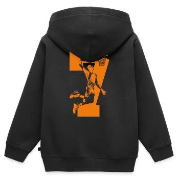 NUMMER 7 BASKETBALL 7. GEBURTSTAG - Kinder Premium Organic Zip Hoodie - Schwarz - Hinten - AI Model Kid Male (0cm)