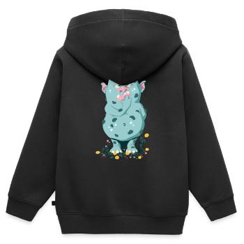 Troll im Blumenbeet - Kinder Premium Organic Zip Hoodie - Schwarz - Hinten - AI Model Kid Male (0cm)