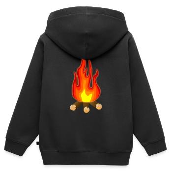 feu de camp - Sweat Premium à capuche zippé enfant bio - noir - Dos - AI Model Kid Male (0cm)