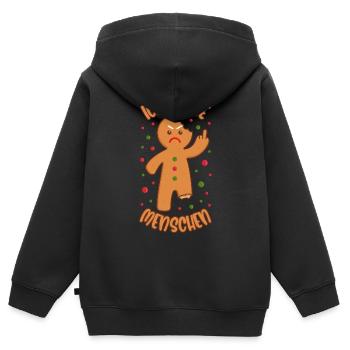 Lebkuchenmann Ich hasse Menschen Lustige Sprüche - Kinder Premium Organic Zip Hoodie - Schwarz - Hinten - AI Model Kid Male (0cm)
