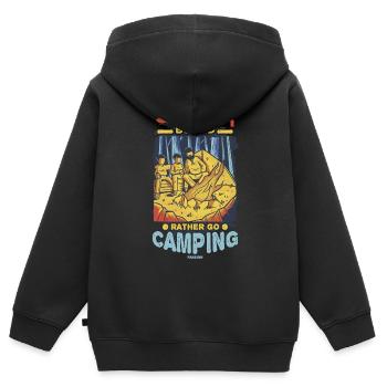 Camping - Kinder Premium Organic Zip Hoodie - Schwarz - Hinten - AI Model Kid Male (0cm)