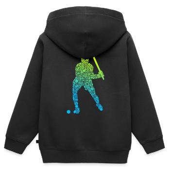 Joueurs de hockey Symboles Hockey Hockey sur gazon masculin - Sweat Premium à capuche zippé enfant bio - noir - Dos - AI Model Kid Male (0cm)