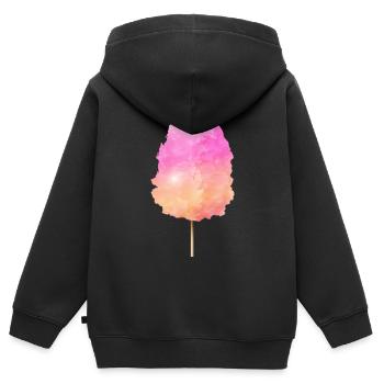 Barbe à papa moelleuse avec un dégradé coloré - Sweat Premium à capuche zippé enfant bio - noir - Dos - AI Model Kid Male (0cm)