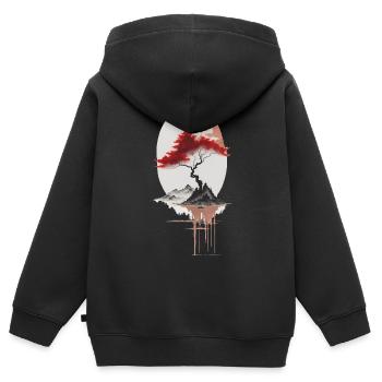 asiatische Insel - Kinder Premium Organic Zip Hoodie - Schwarz - Hinten - AI Model Kid Male (0cm)