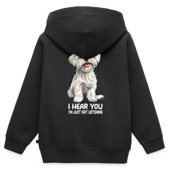 Maltese - Kids Premium Organic Zip-up Hoodie - black - Back - AI Model Kid Male (0cm)