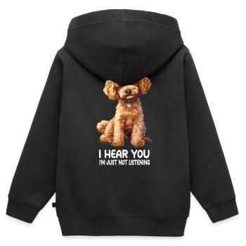 Caniche - Sweat Premium à capuche zippé enfant bio - noir - Dos - AI Model Kid Male (0cm)