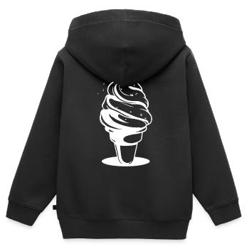 Softeis Zeichnung - Kinder Premium Organic Zip Hoodie - Schwarz - Hinten - AI Model Kid Male (0cm)