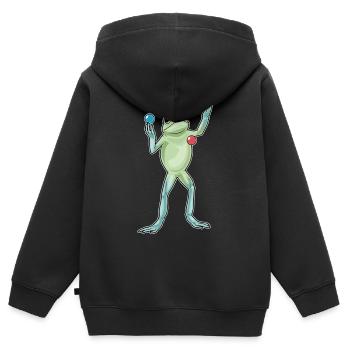 Jongleur grenouille jongleur - Sweat Premium à capuche zippé enfant bio - noir - Dos - AI Model Kid Male (0cm)