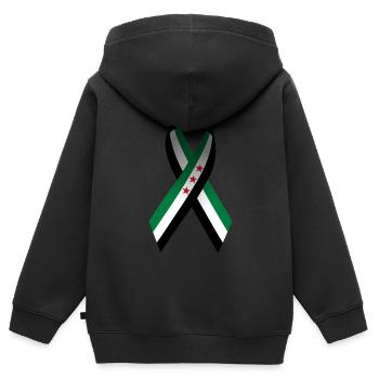 Drapeau de la Syrie Ruban Signe de la paix - Sweat Premium à capuche zippé enfant bio - noir - Dos - AI Model Kid Male (0cm)