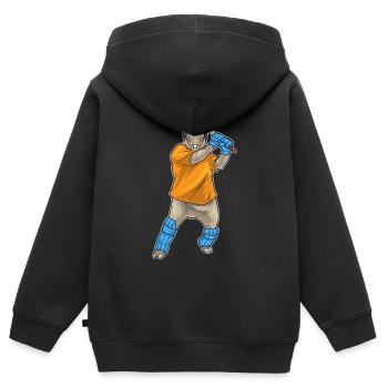 Eber Cricket Cricketschläger - Kinder Premium Organic Zip Hoodie - Schwarz - Hinten - AI Model Kid Male (0cm)
