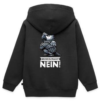 Avant que vous ne demandiez : pas de perroquet gris d’Afrique, perroquet, perroquet, perroquet, perroquet - Sweat Premium à capuche zippé enfant bio - noir - Dos - AI Model Kid Male (0cm)