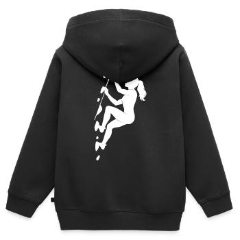 Silhouette de Boulder – Esthétique & Focus sur la craie - Sweat Premium à capuche zippé enfant bio - noir - Dos - AI Model Kid Male (0cm)