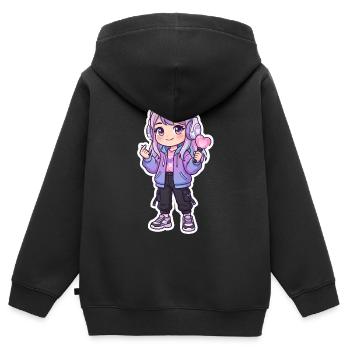 K-Pop Anime - Kinder Premium Organic Zip Hoodie - Schwarz - Hinten - AI Model Kid Male (0cm)