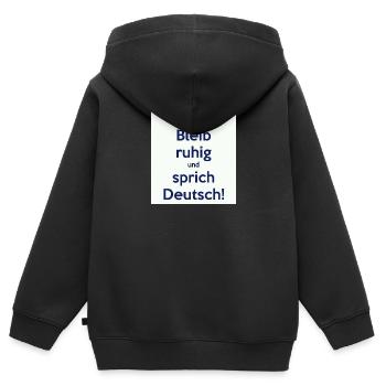 Bleib ruhig und sprich Deutsch! - Kinder Premium Organic Zip Hoodie - Schwarz - Hinten - AI Model Kid Male (0cm)
