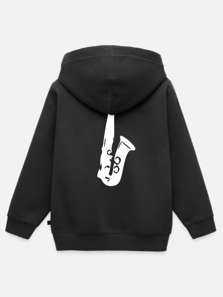 Saxophon Musik Geschenk Musiker - Kinder Premium Organic Zip Hoodie - Schwarz