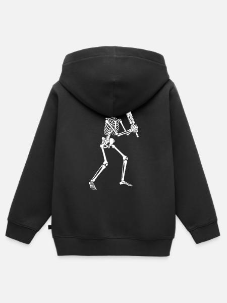Skeleton spielt Cricket - Kinder Premium Organic Zip Hoodie - Schwarz
