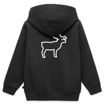 Rentier als weiße Kontur - Kinder Premium Organic Zip Hoodie - Schwarz - Hinten - AI Model Kid Male (0cm)
