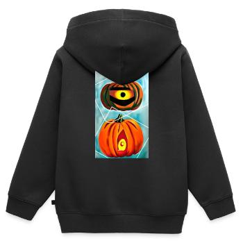 citrouille folle - Halloween - Sweat Premium à capuche zippé enfant bio - noir - Dos - AI Model Kid Male (0cm)