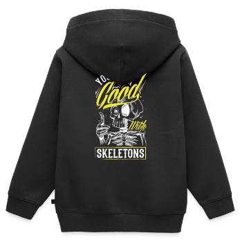 Vous avez fière allure avec Skeleton’s Dark Goth - Sweat Premium à capuche zippé enfant bio - noir - Dos - AI Model Kid Male (0cm)