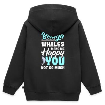 Béluga Béluga Baleine Observation des baleines Dauphin Dauphin - Sweat Premium à capuche zippé enfant bio - noir - Dos - AI Model Kid Male (0cm)