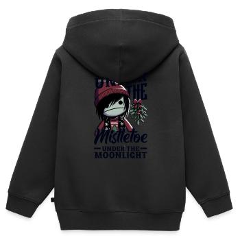 Sous le gui Sous le clair de lune Emocore - Sweat Premium à capuche zippé enfant bio - noir - Dos - AI Model Kid Male (0cm)
