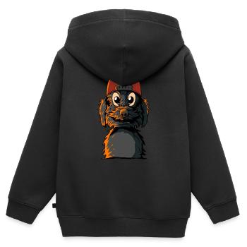 Chien mignon - Scrubby Dogs - Sweat Premium à capuche zippé enfant bio - noir - Dos - AI Model Kid Male (0cm)