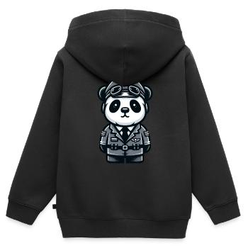 Cute Panda Pilot - Kids Premium Organic Zip-up Hoodie - black - Back - AI Model Kid Male (0cm)