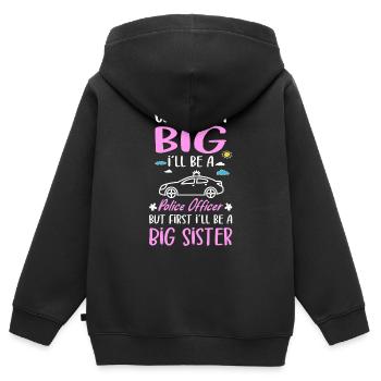 I´ll Be A Big Sister Police Officer Girls - Kinder Premium Organic Zip Hoodie - Schwarz - Hinten - AI Model Kid Male (0cm)