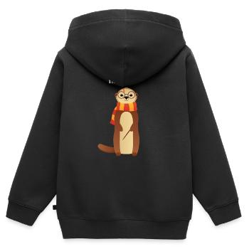 Hairy Otter - Cute Animal Illustration - Kids Premium Organic Zip-up Hoodie - black - Back - AI Model Kid Male (0cm)