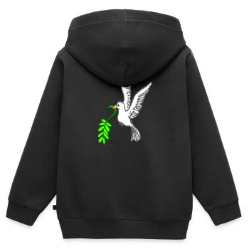 Colombe de la Paix dessinée - Sweat Premium à capuche zippé enfant bio - noir - Dos - AI Model Kid Male (0cm)