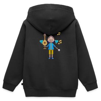 LUSTIG 27 - Kinder Premium Organic Zip Hoodie - Schwarz - Hinten - AI Model Kid Male (0cm)