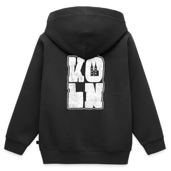 Carnaval de Cologne Design Souvenir Carnaval Cologne - Sweat Premium à capuche zippé enfant bio - noir - Dos - AI Model Kid Male (0cm)