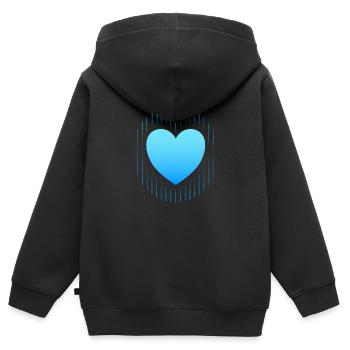 coeur bleu lignes bleues - Sweat Premium à capuche zippé enfant bio - noir - Dos - AI Model Kid Male (0cm)