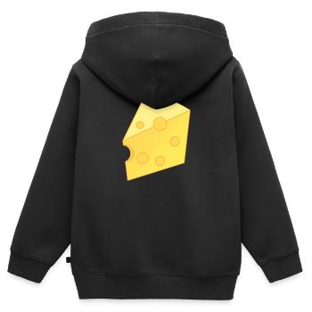 Käse - Kinder Premium Organic Zip Hoodie - Schwarz - Hinten - AI Model Kid Male (0cm)