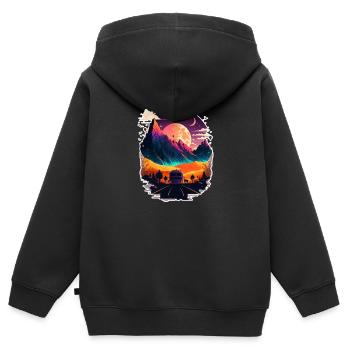 Cyber-Berge - Kinder Premium Organic Zip Hoodie - Schwarz - Hinten - AI Model Kid Male (0cm)